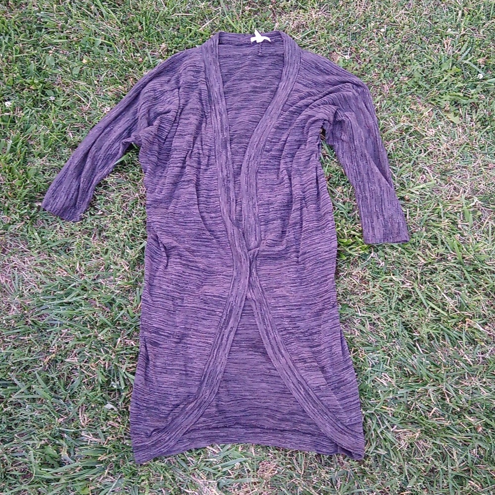 Long Gray Open Front Flowy Lightweight Cardigan Sweater Top